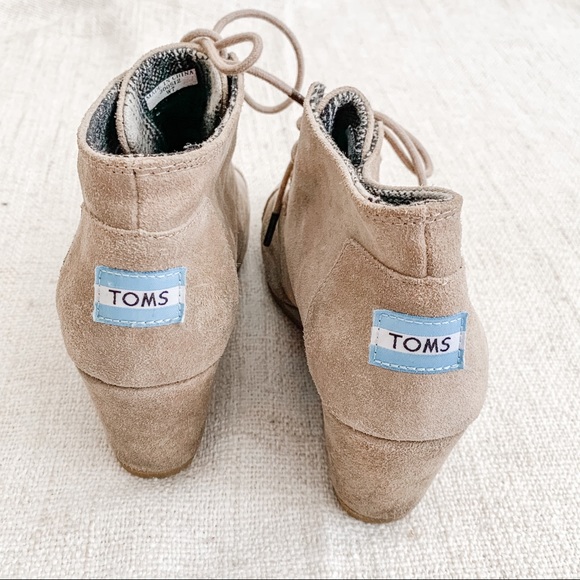 TOMS Taupe Wedge Booties - Picture 3 of 9